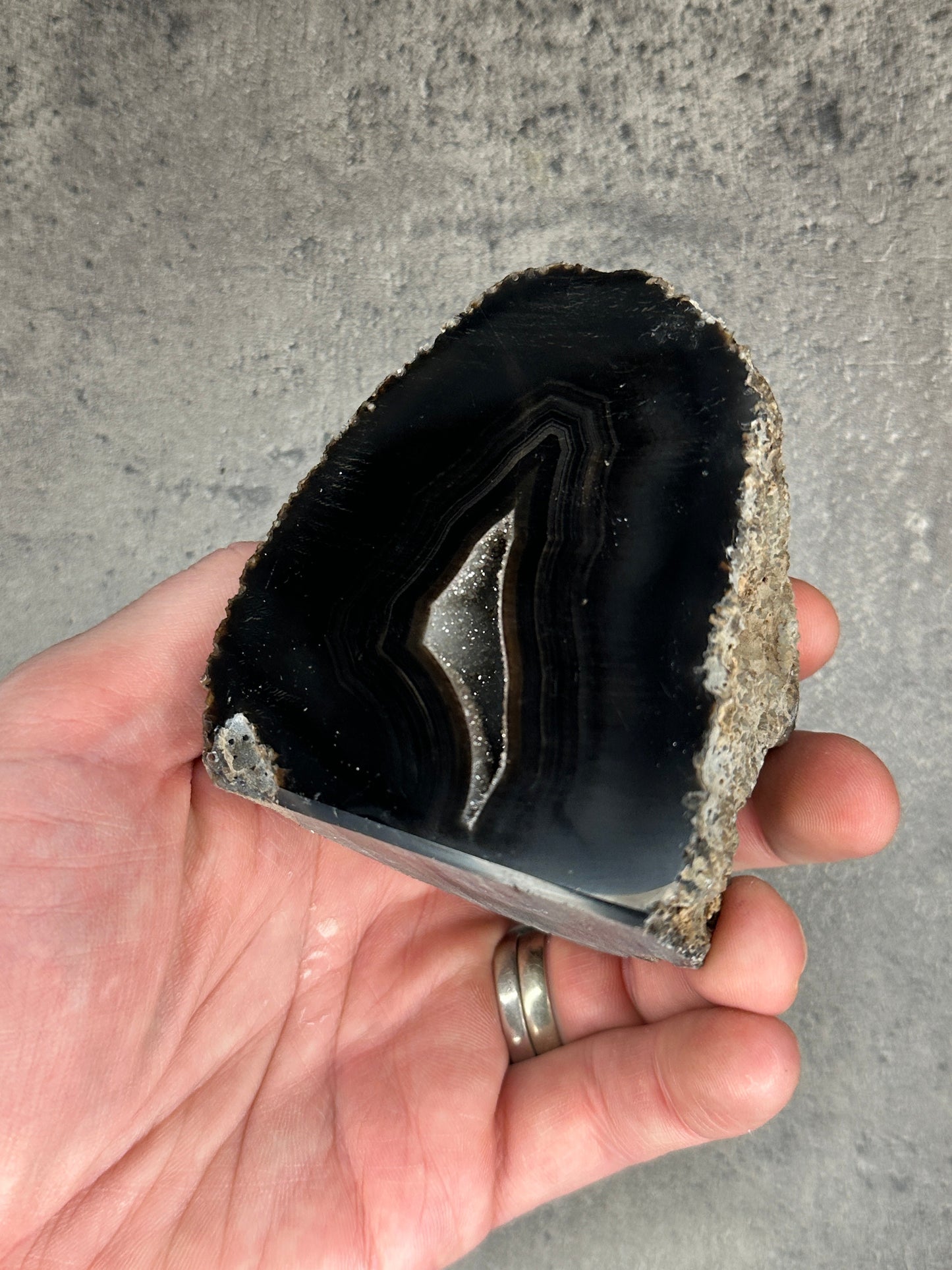 Black Agate - Rough, polished slab