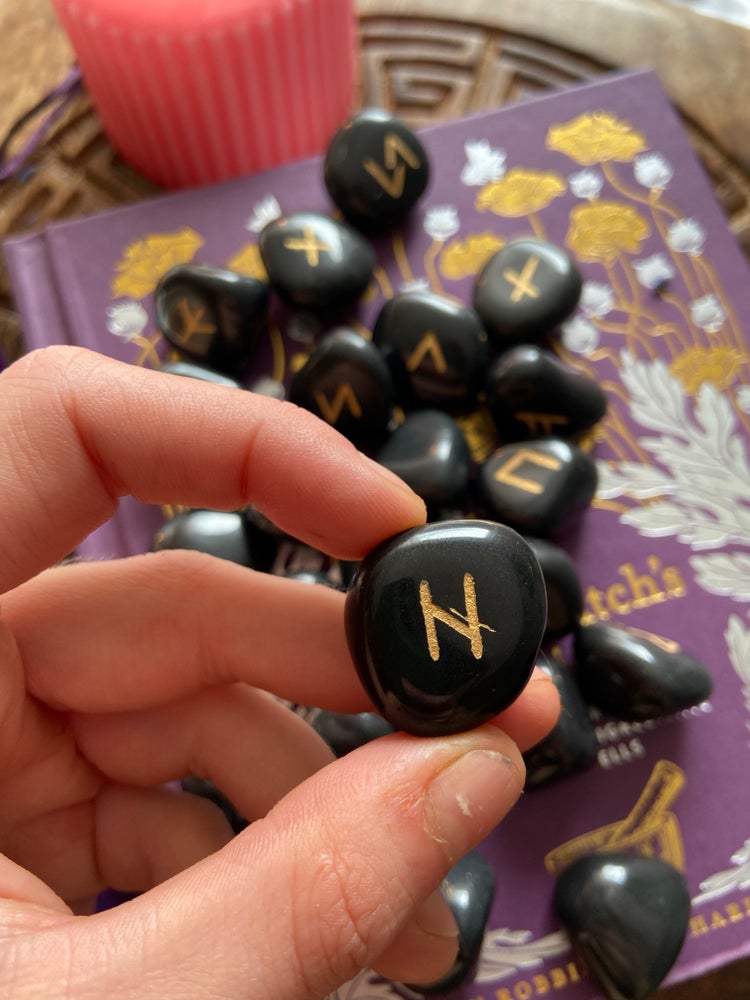 Black Agate Nordic Runes