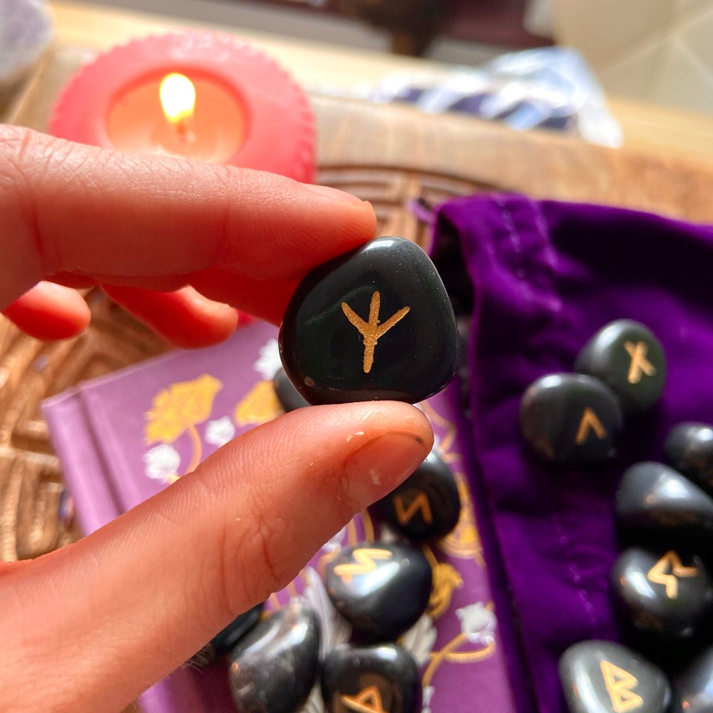 Black Agate Nordic Runes