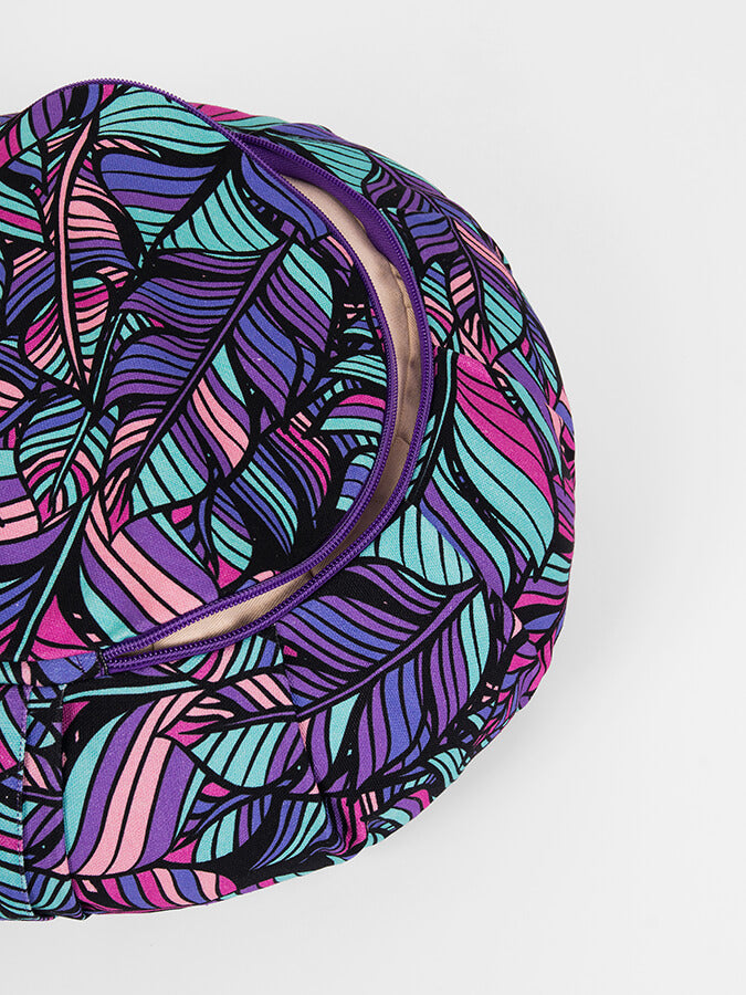 Yoga Studio Organic Cotton Buckwheat Round Floral Meditation Zafu Cushion