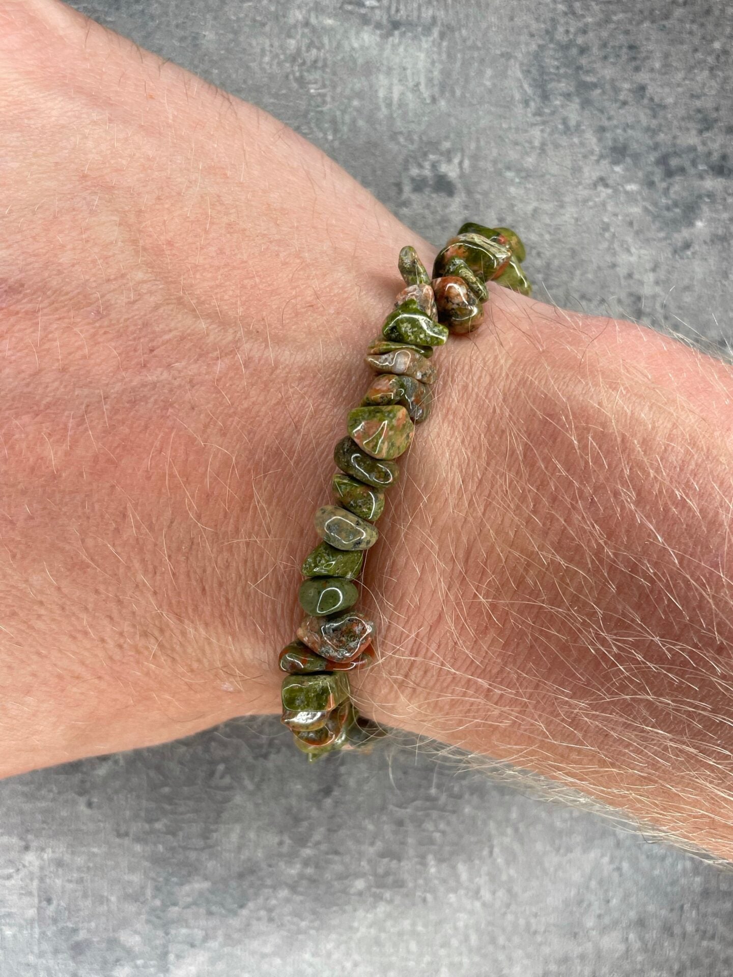 Unakite - Crystal chip bracelet