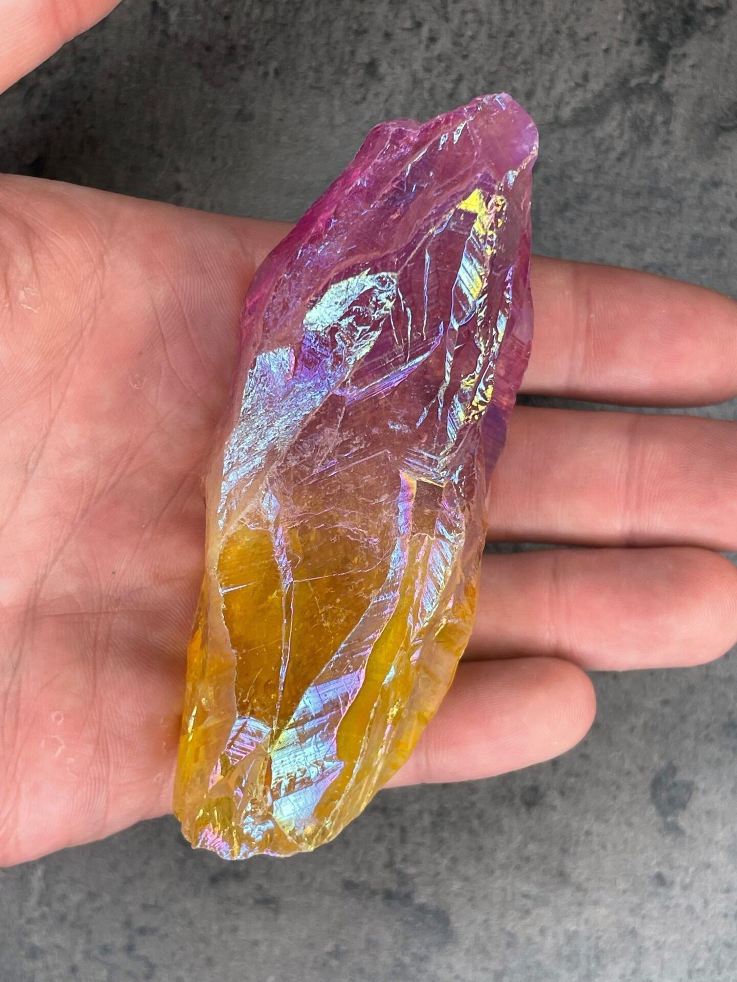 Yellow-Pink Aura Quartz - Rough Chunk