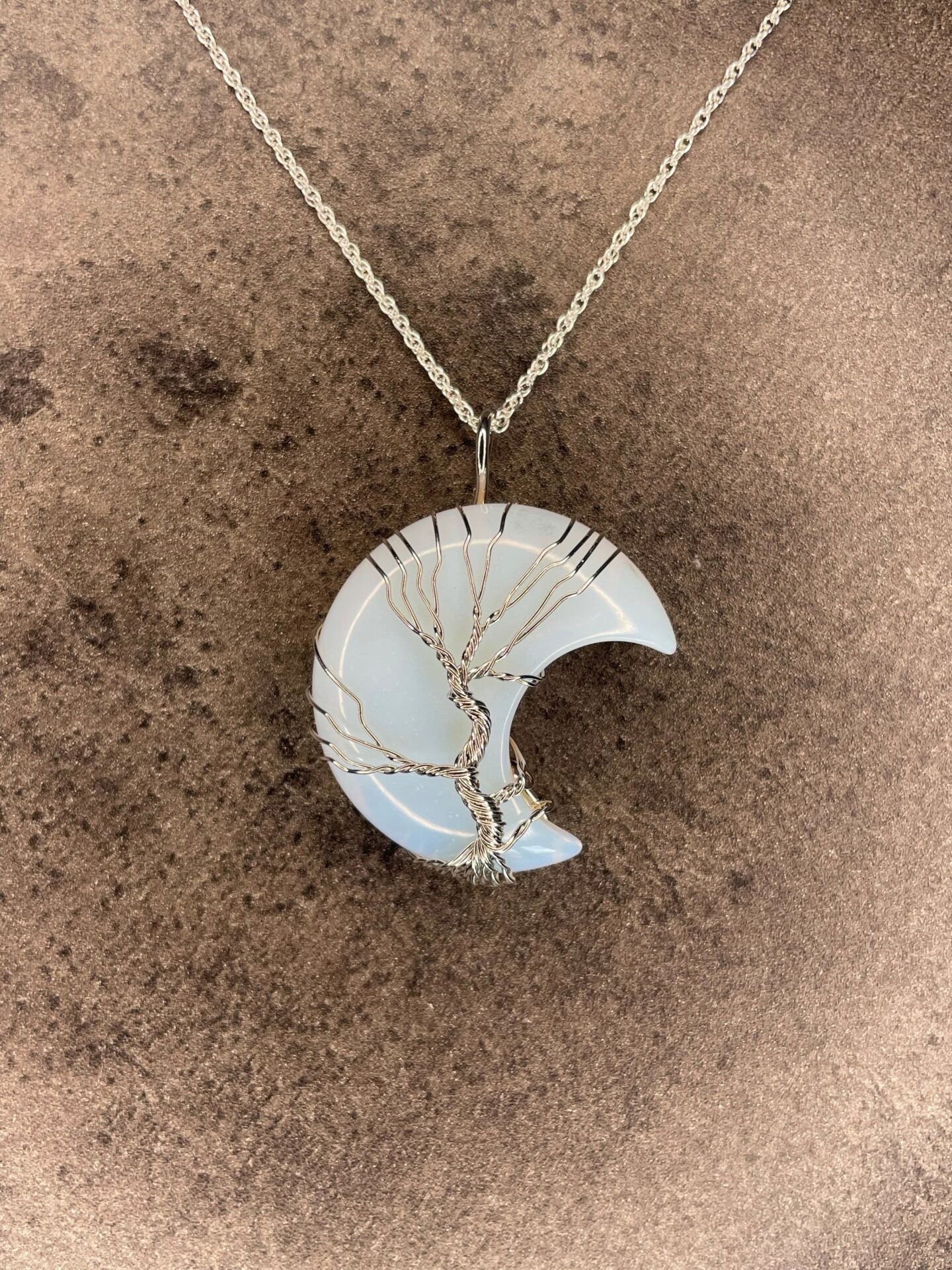 Opalite moon pendant and necklace