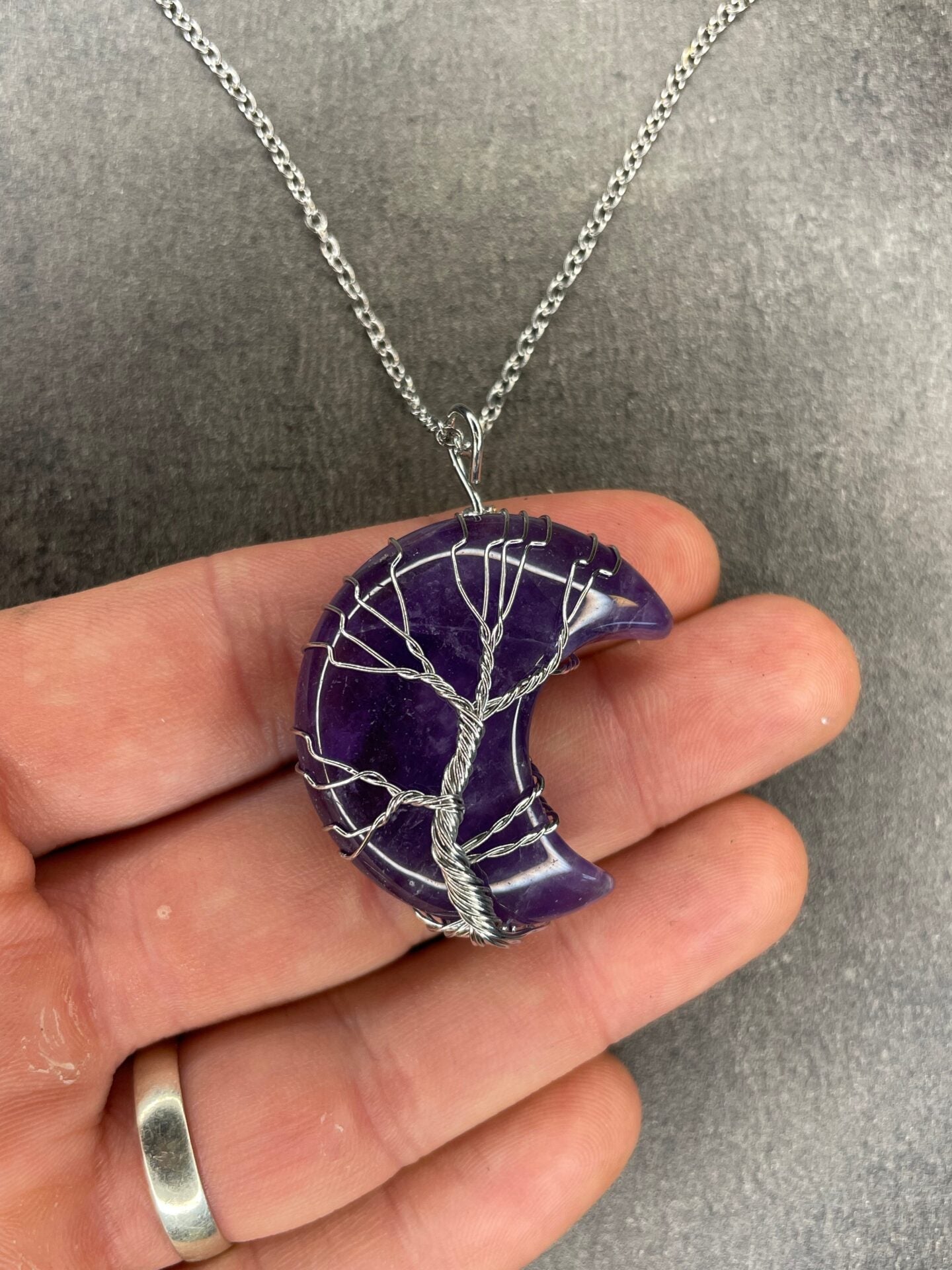 Amethyst moon pendant and necklace