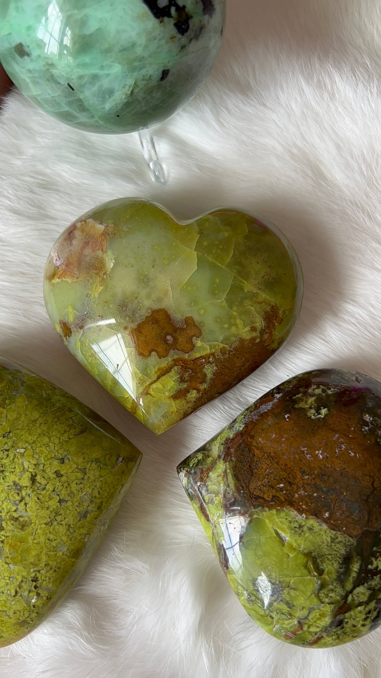 Green opal hearts