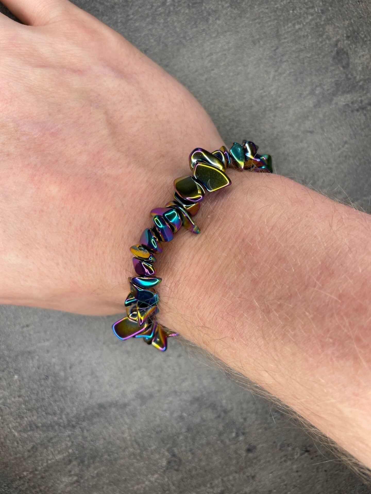 Rainbow hematite - Crystal chip bracelet