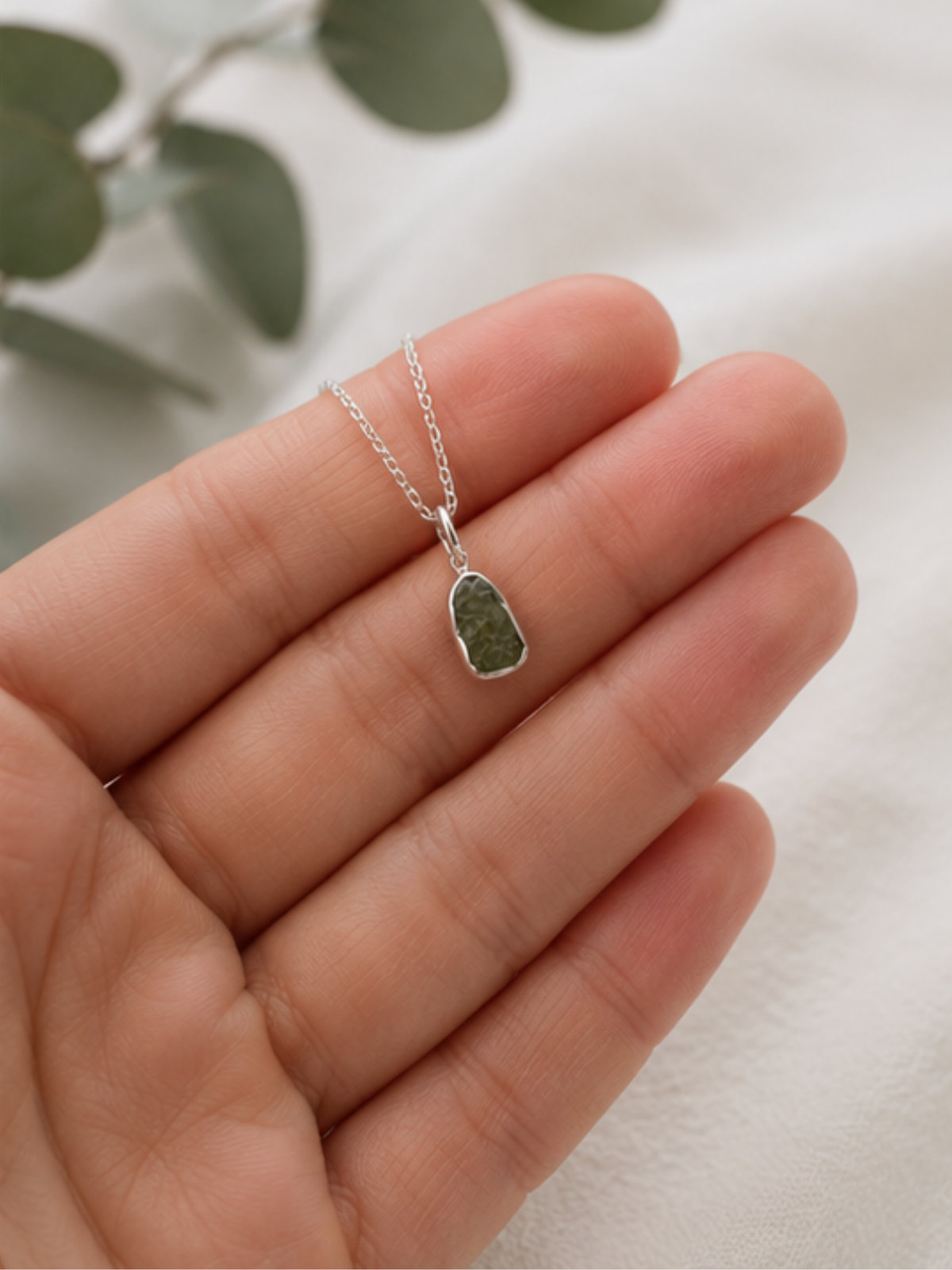 Moldavite - Mini necklace pendant (sterling silver)