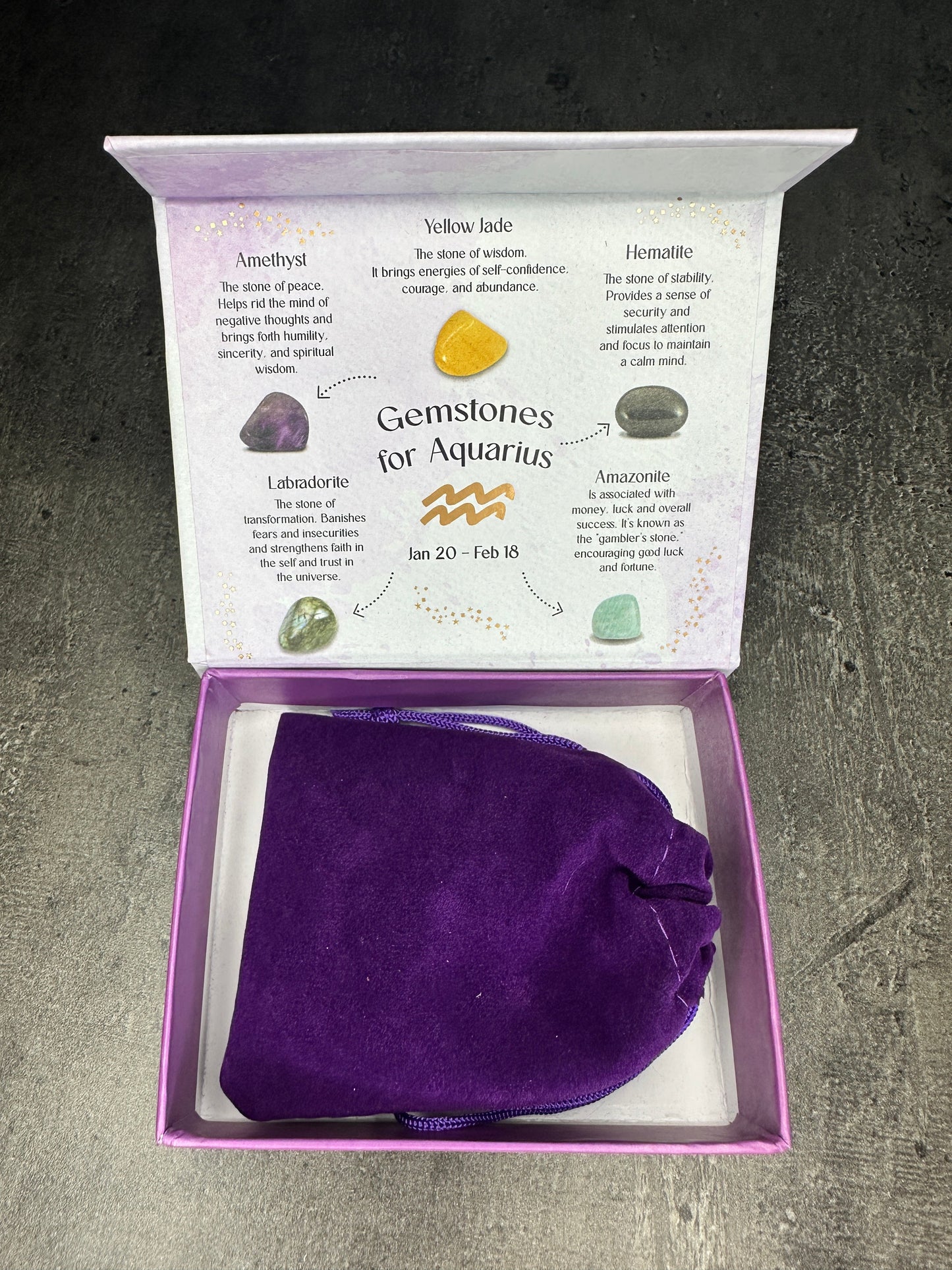 Aquarius crystal tumblestone gift set - Bundle