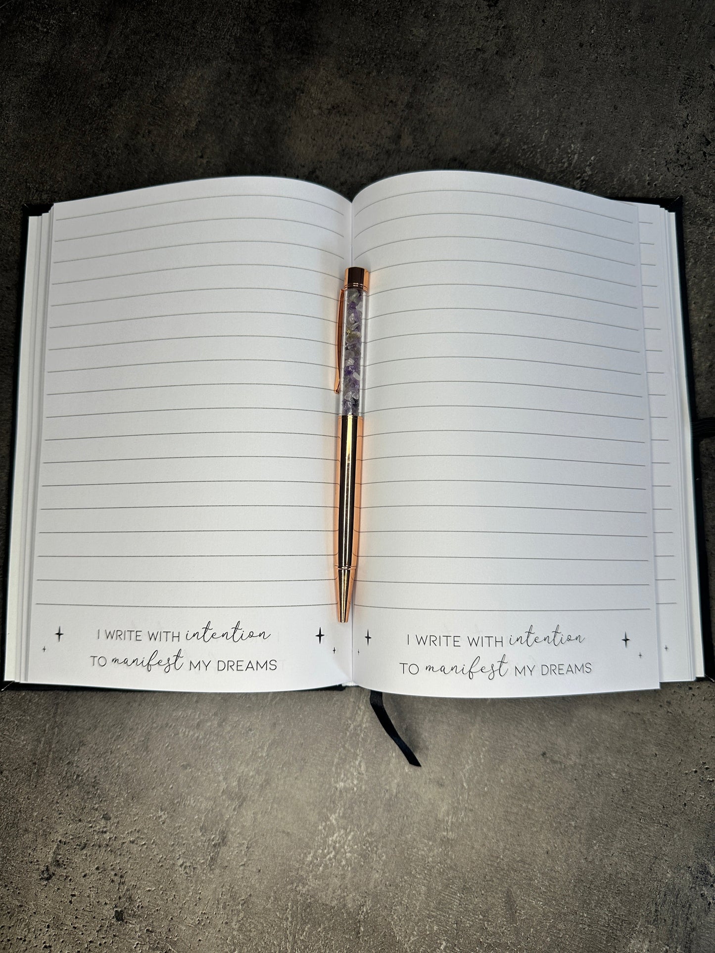 Manifestation journal with amethyst pen - Padded cover