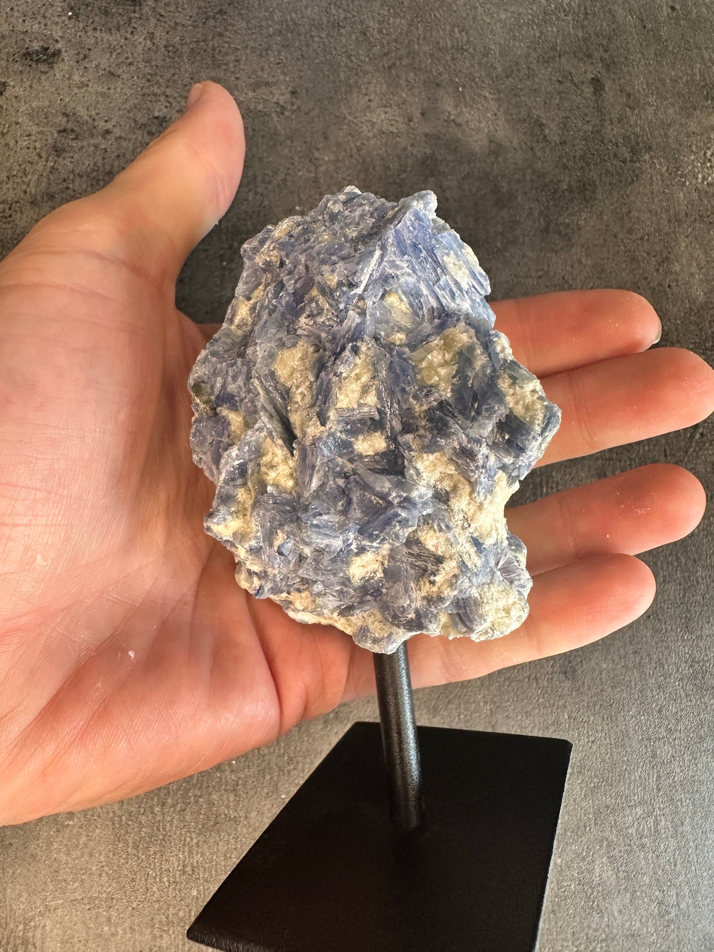 Blue kyanite - XL rough chunk on stand