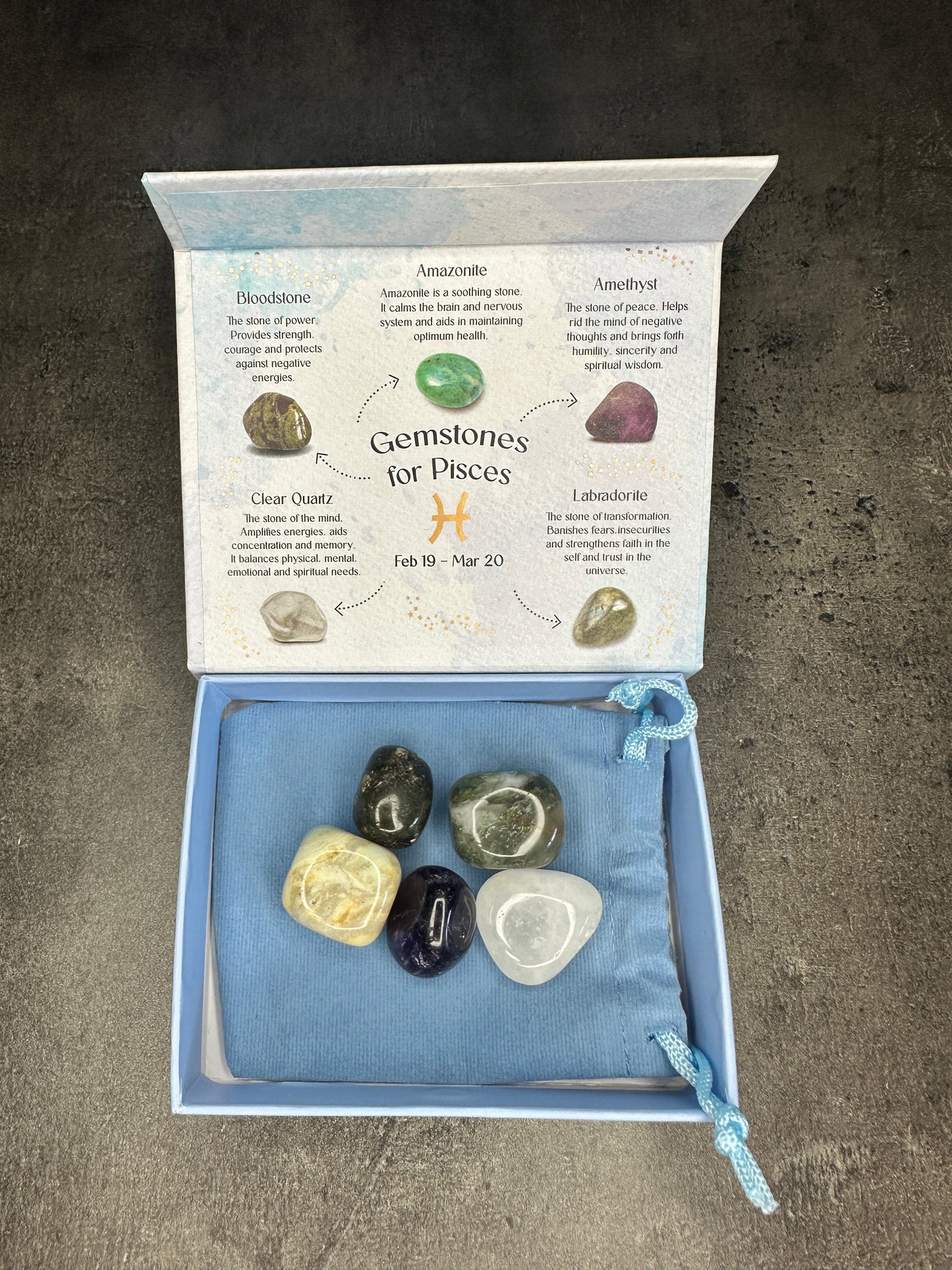 Pisces crystal tumblestone gift set - Bundle