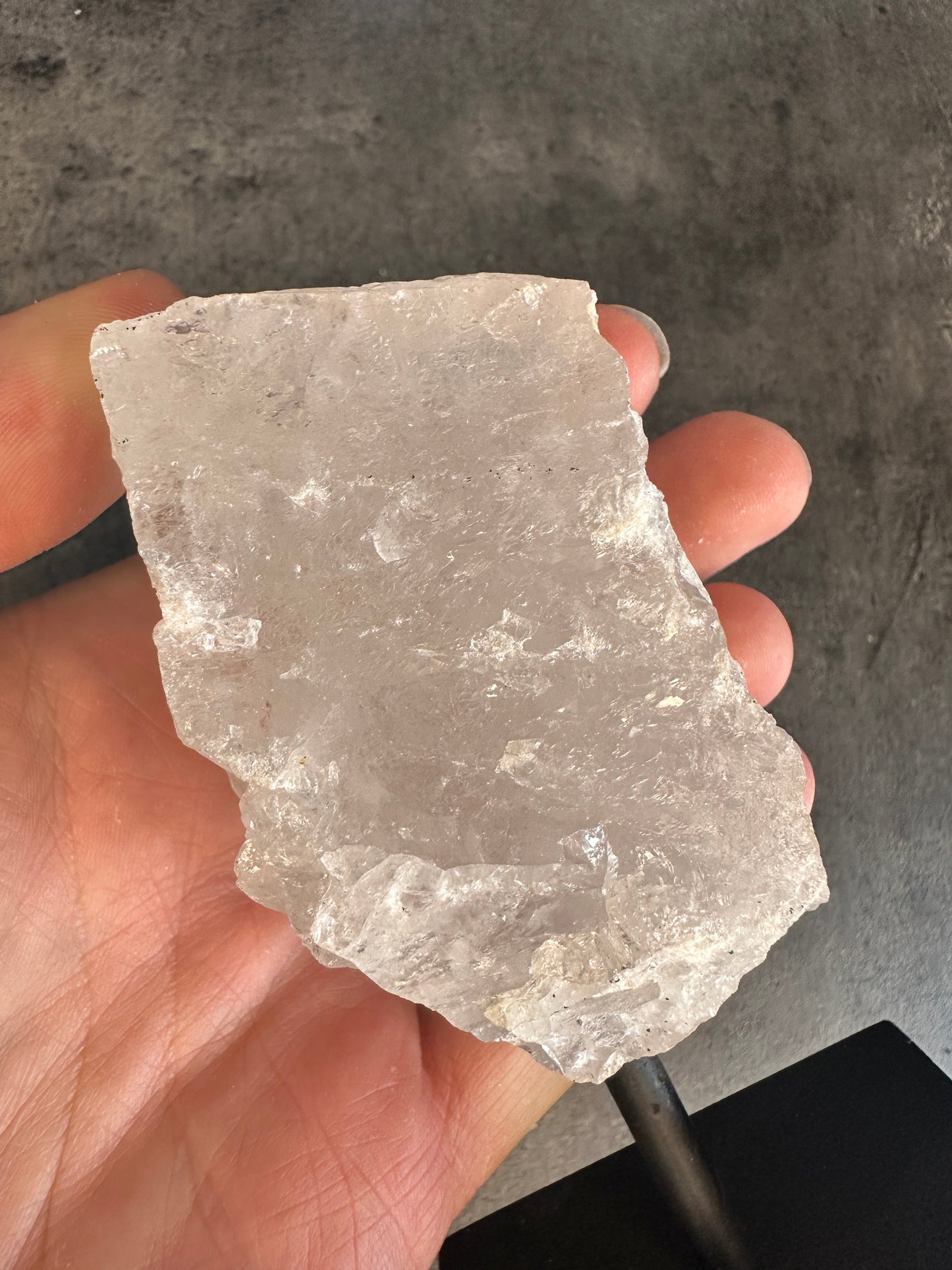 Clear quartz - Rough chunk on a stand