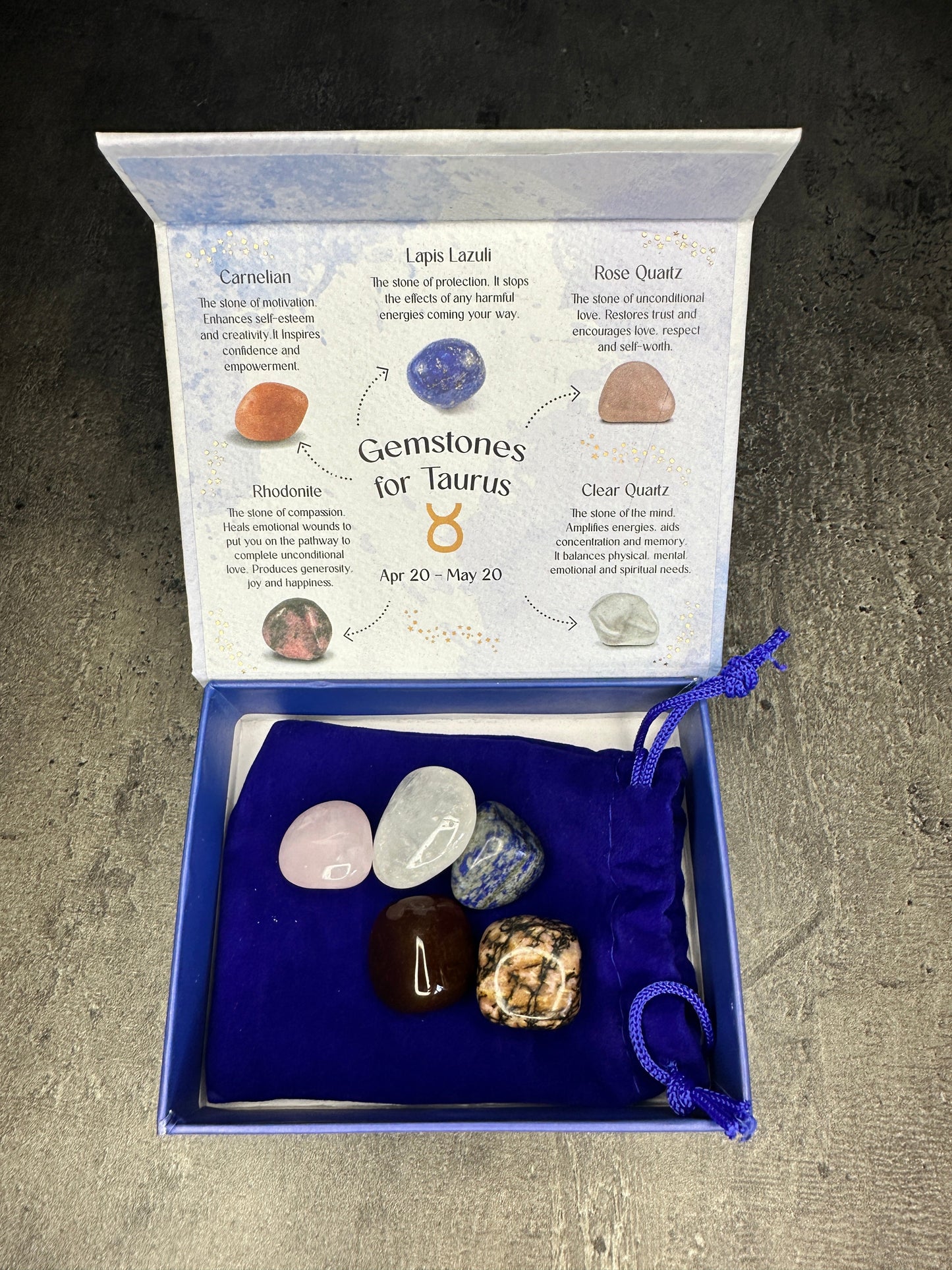 Taurus crystal tumblestone gift set - Bundle