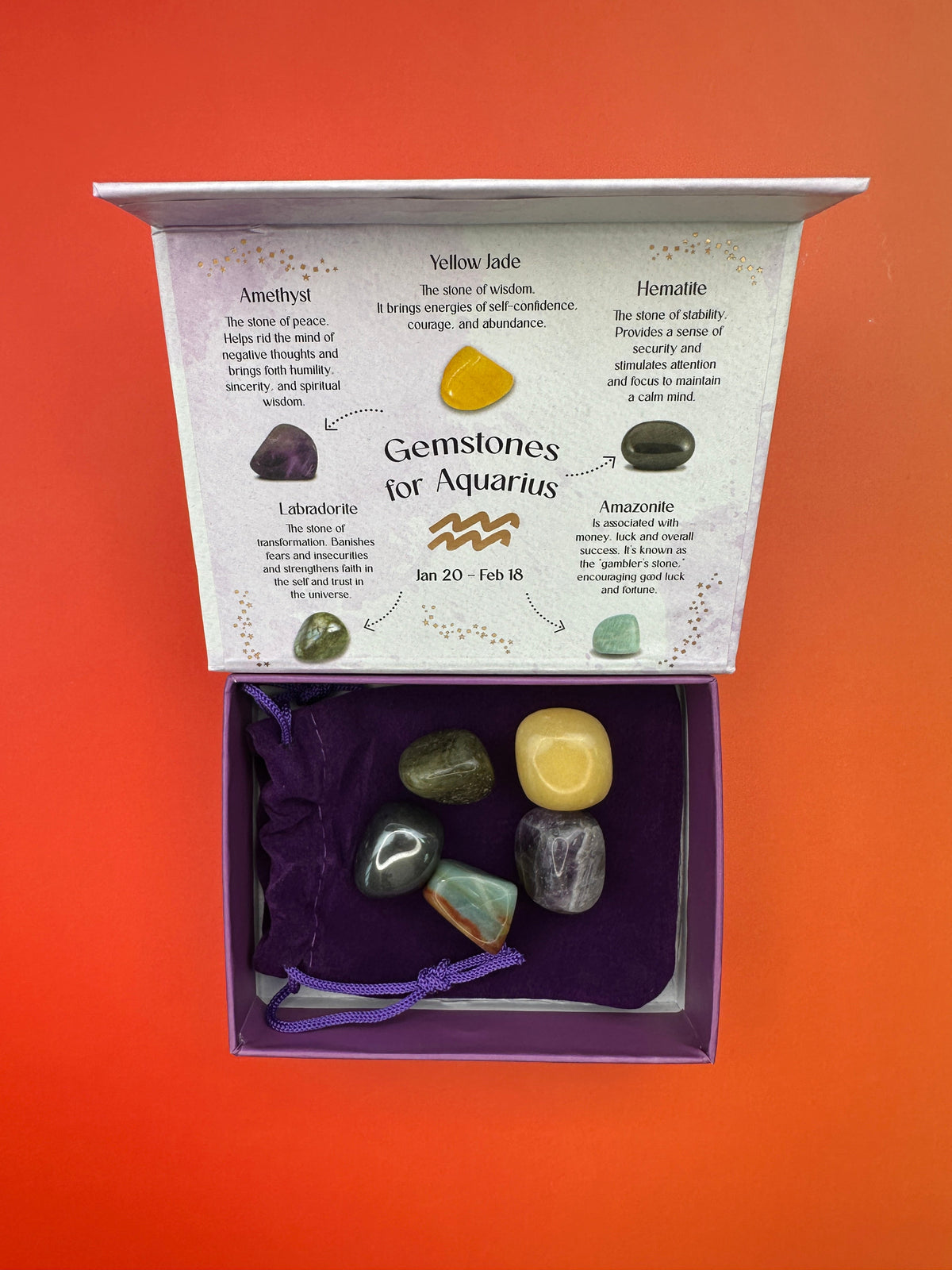 Aquarius crystal tumblestone gift set - Bundle