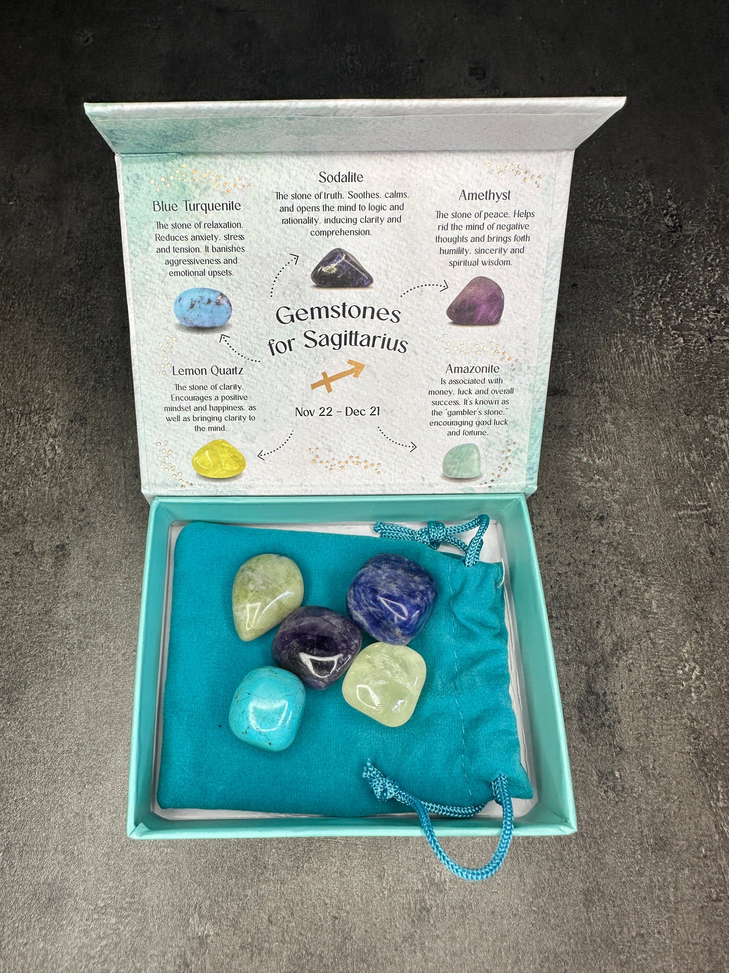 Sagittarius crystal tumblestone gift set - Bundle