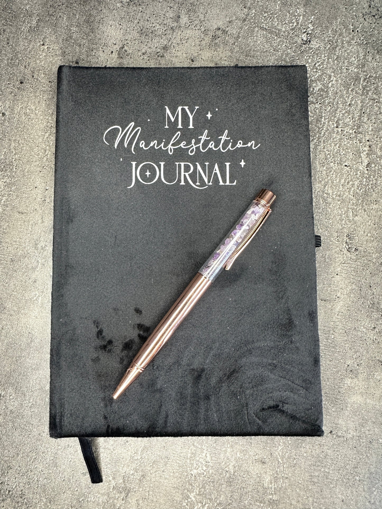 Manifestation journal with amethyst pen - Padded cover