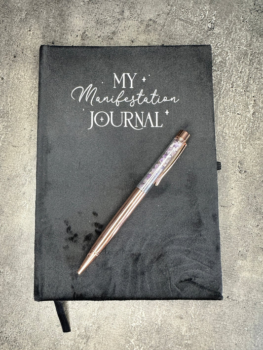 Manifestation journal with amethyst pen - Padded cover