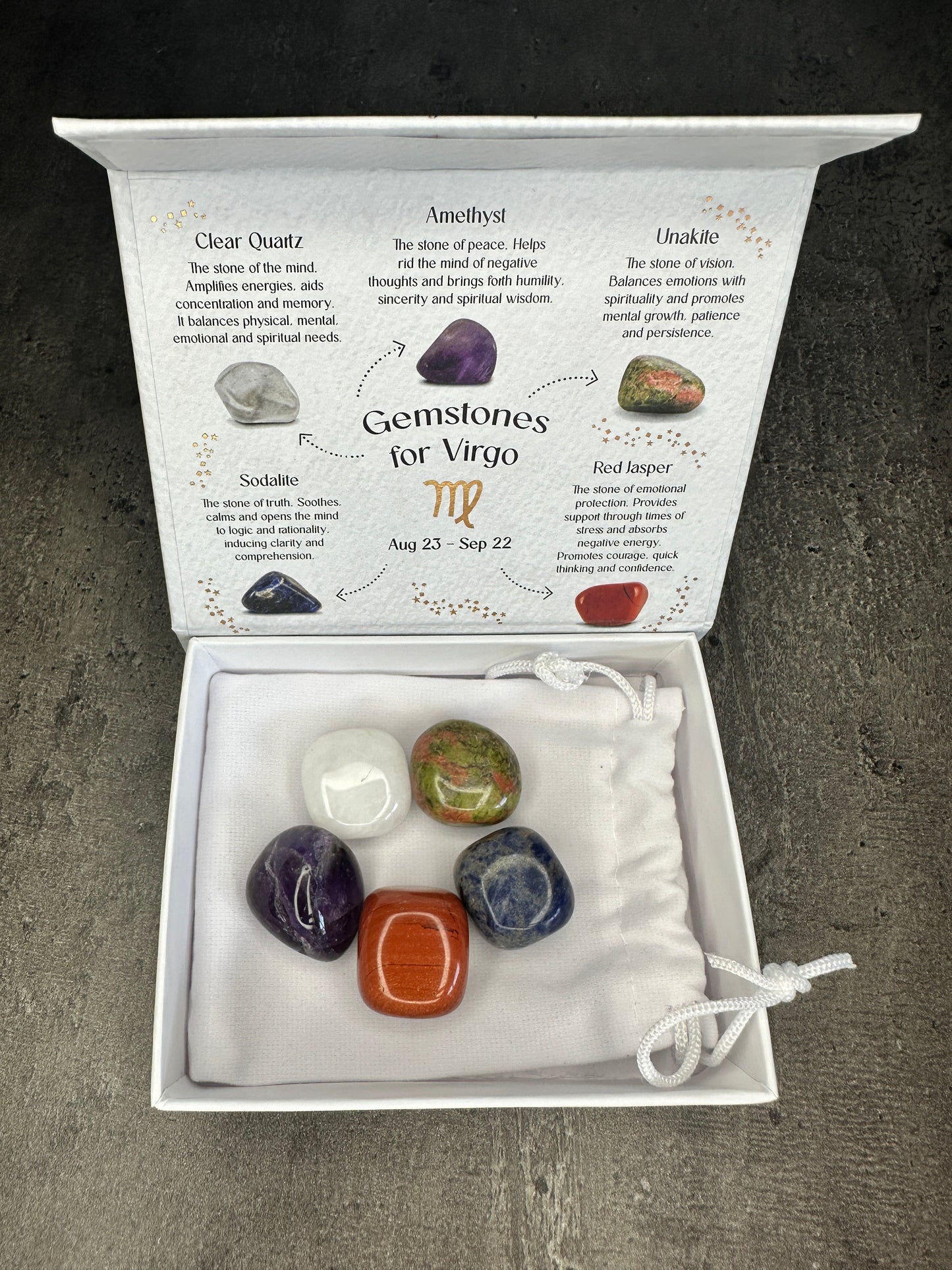 Virgo crystal tumblestone gift set - Bundle