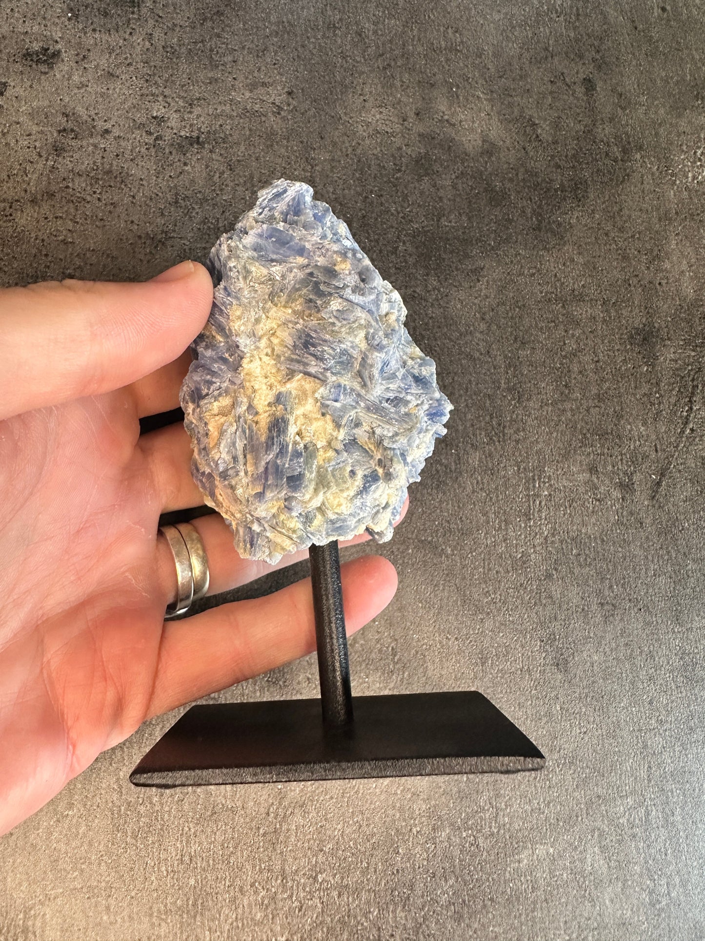 Blue kyanite - XL rough chunk on stand