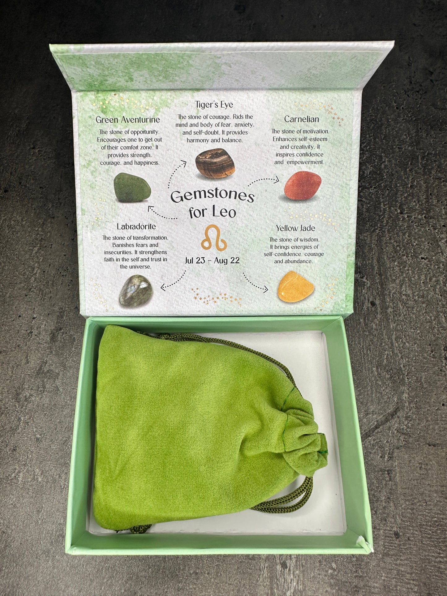 Leo crystal tumblestone gift set - Bundle