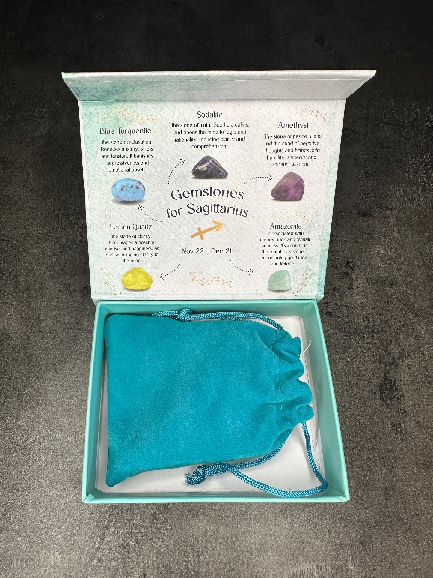 Sagittarius crystal tumblestone gift set - Bundle