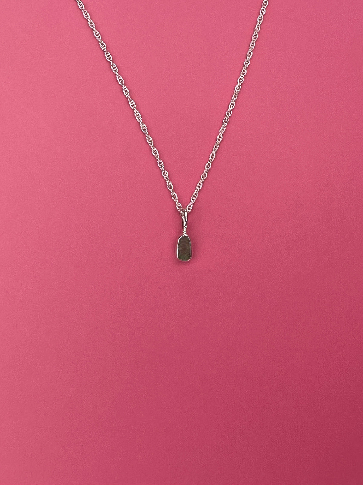 Moldavite - Mini necklace pendant (sterling silver)
