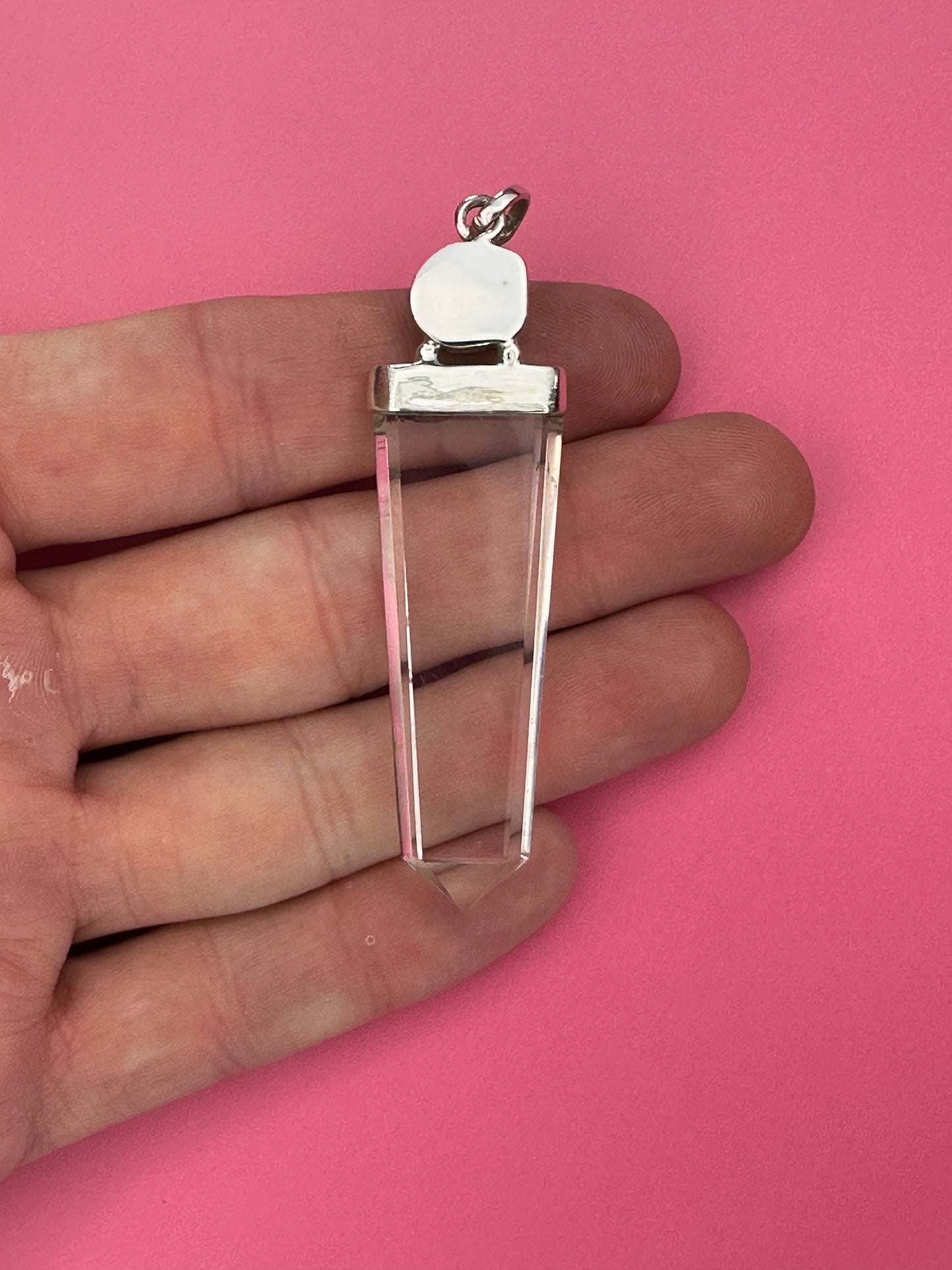 Moldavite and quartz - Pendant