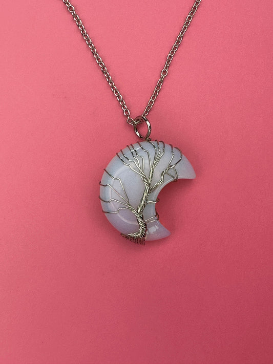 Opalite moon pendant and necklace