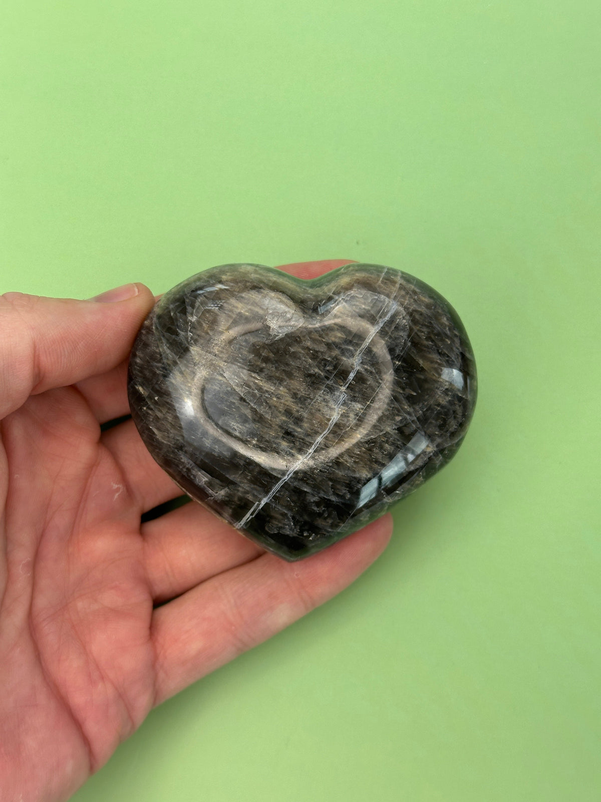 Black moonstone - XL heart