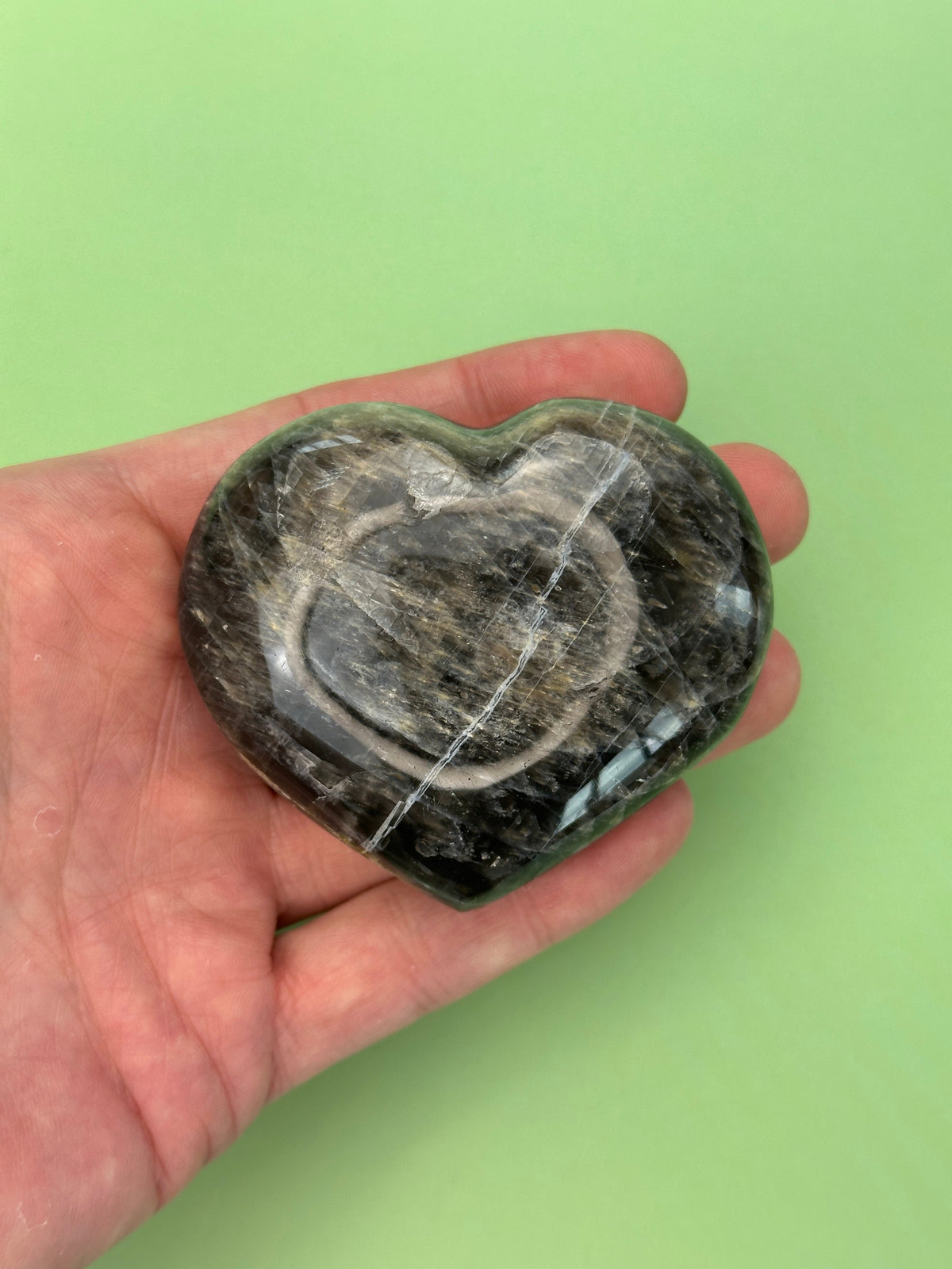 Black moonstone - XL heart