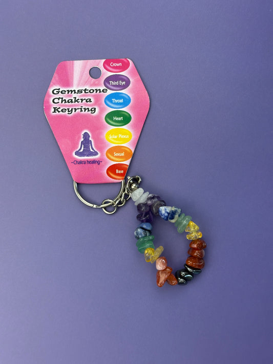 Chakra crystal bead keyring