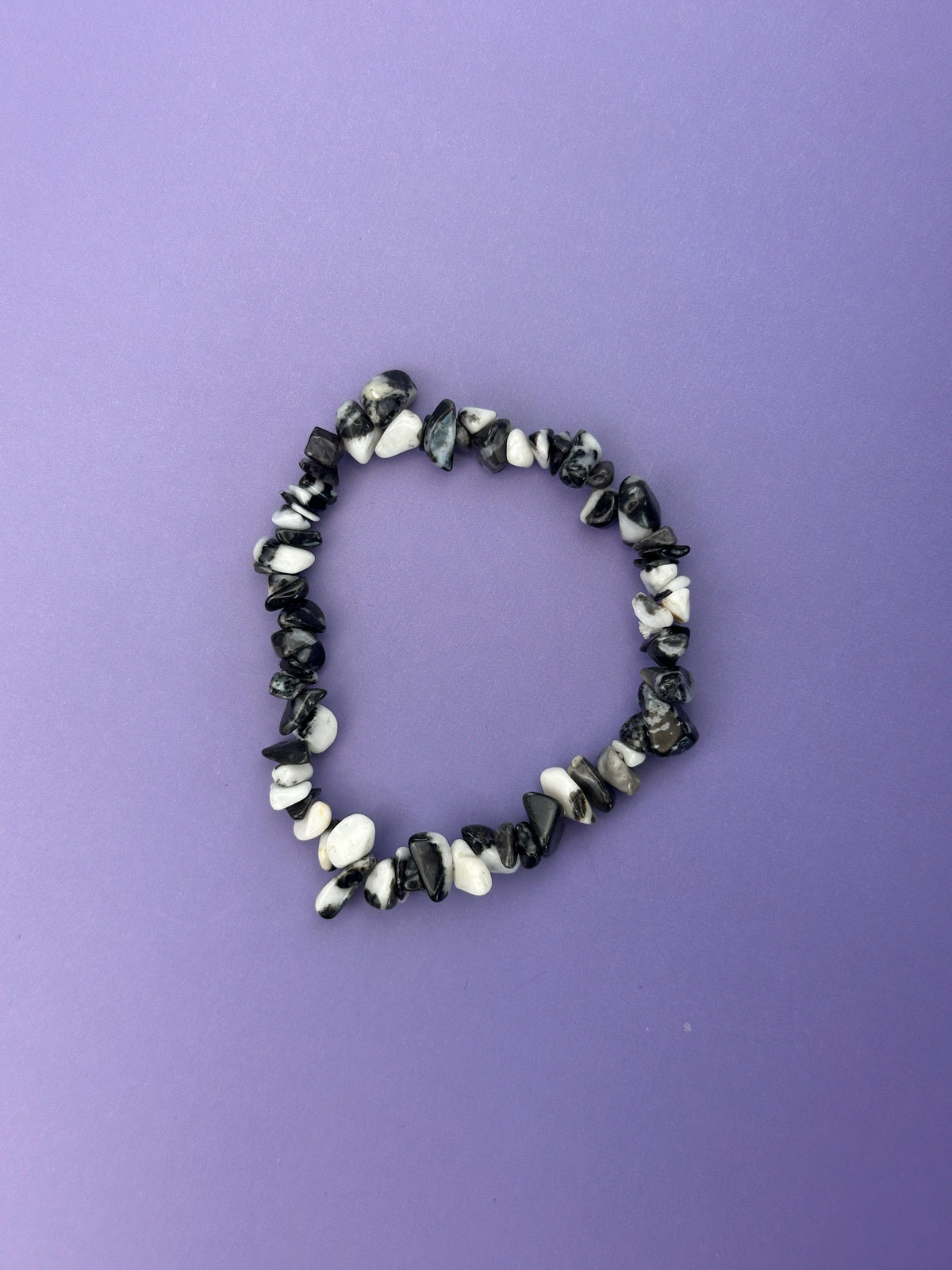 Black zebra agate - Crystal chip bracelet