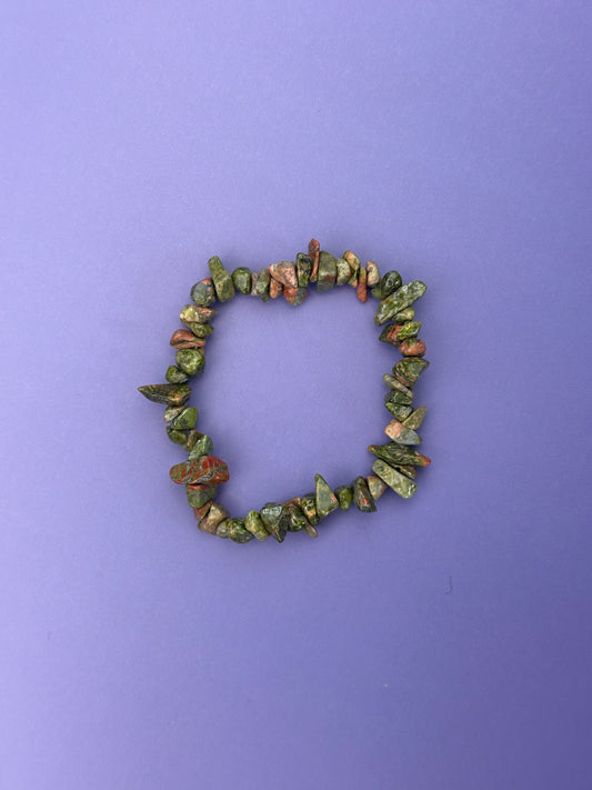 Unakite - Crystal chip bracelet