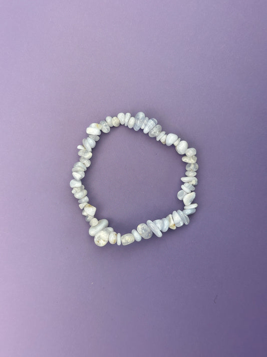 Blue lace agate - Crystal chip bracelet