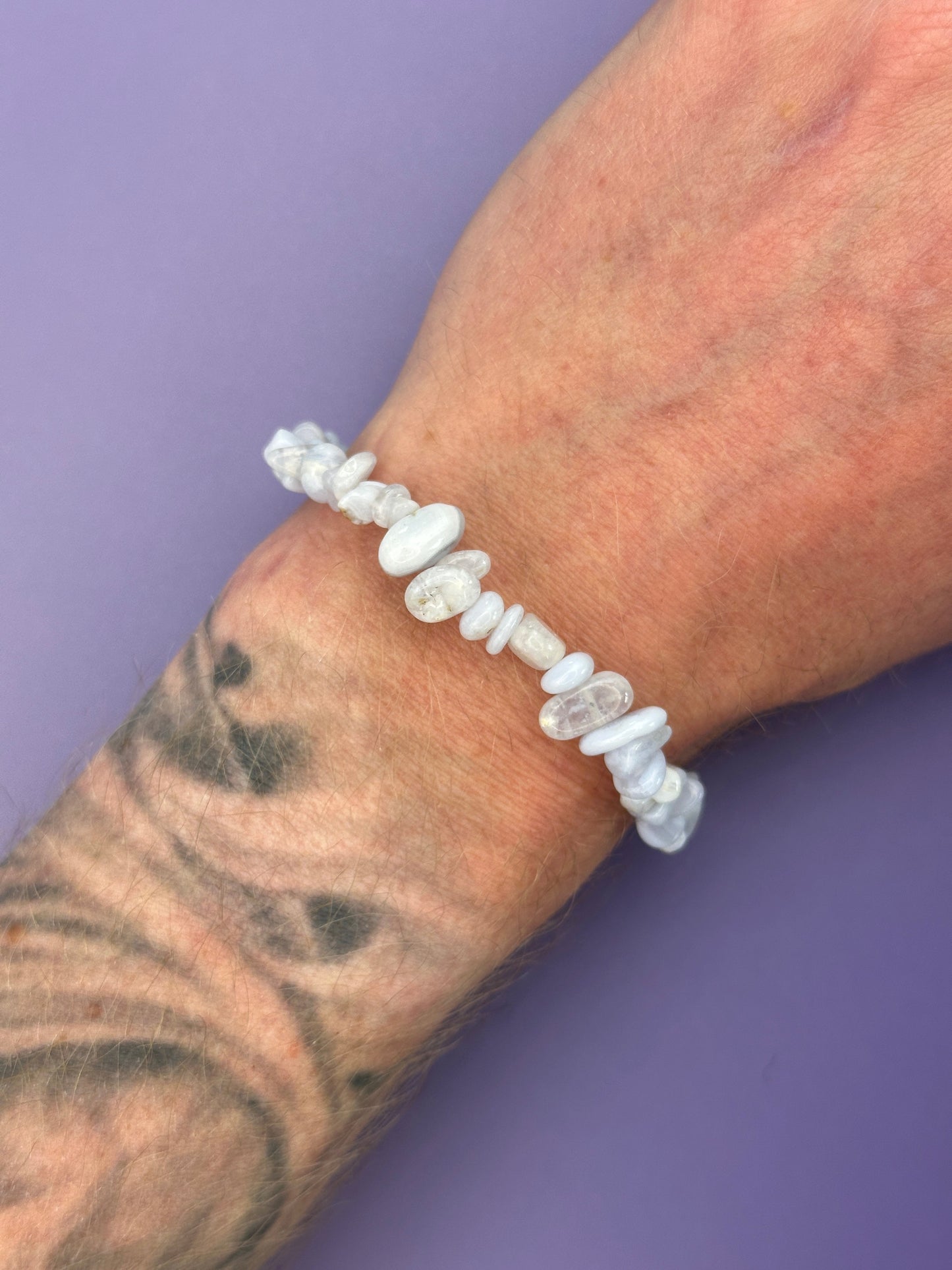 Blue lace agate - Crystal chip bracelet