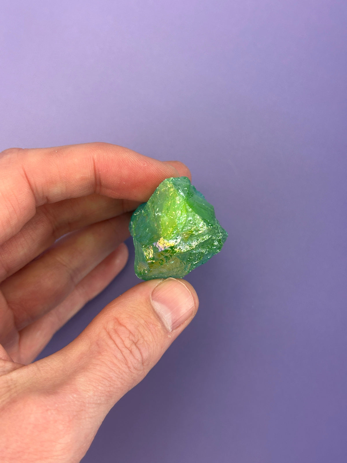 Green-yellow aura quartz - Rough chunk