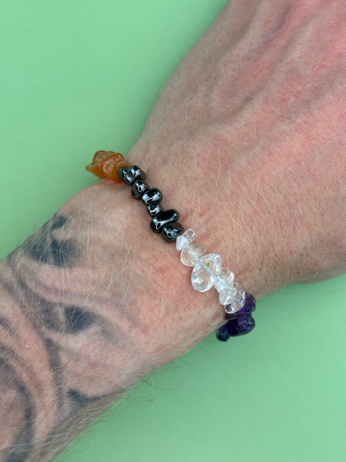 Chakra crystal chip bracelet