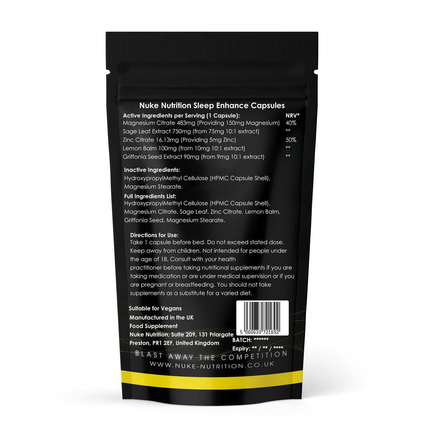 Sleep Enhance Capsules - Maintenance of Normal Muscle Immune Nervous System - Healthier & Deeper Sleep