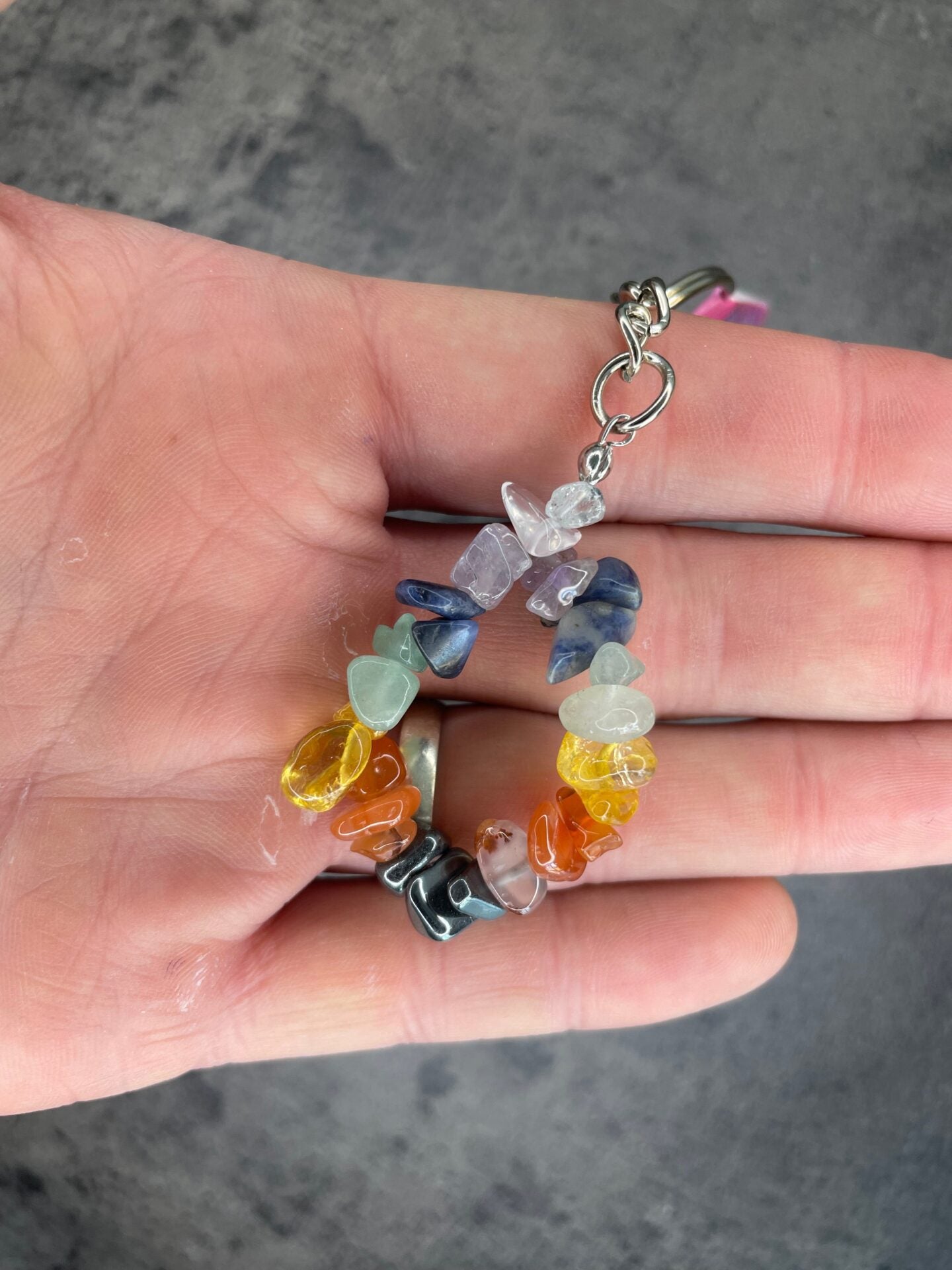 Chakra crystal bead keyring