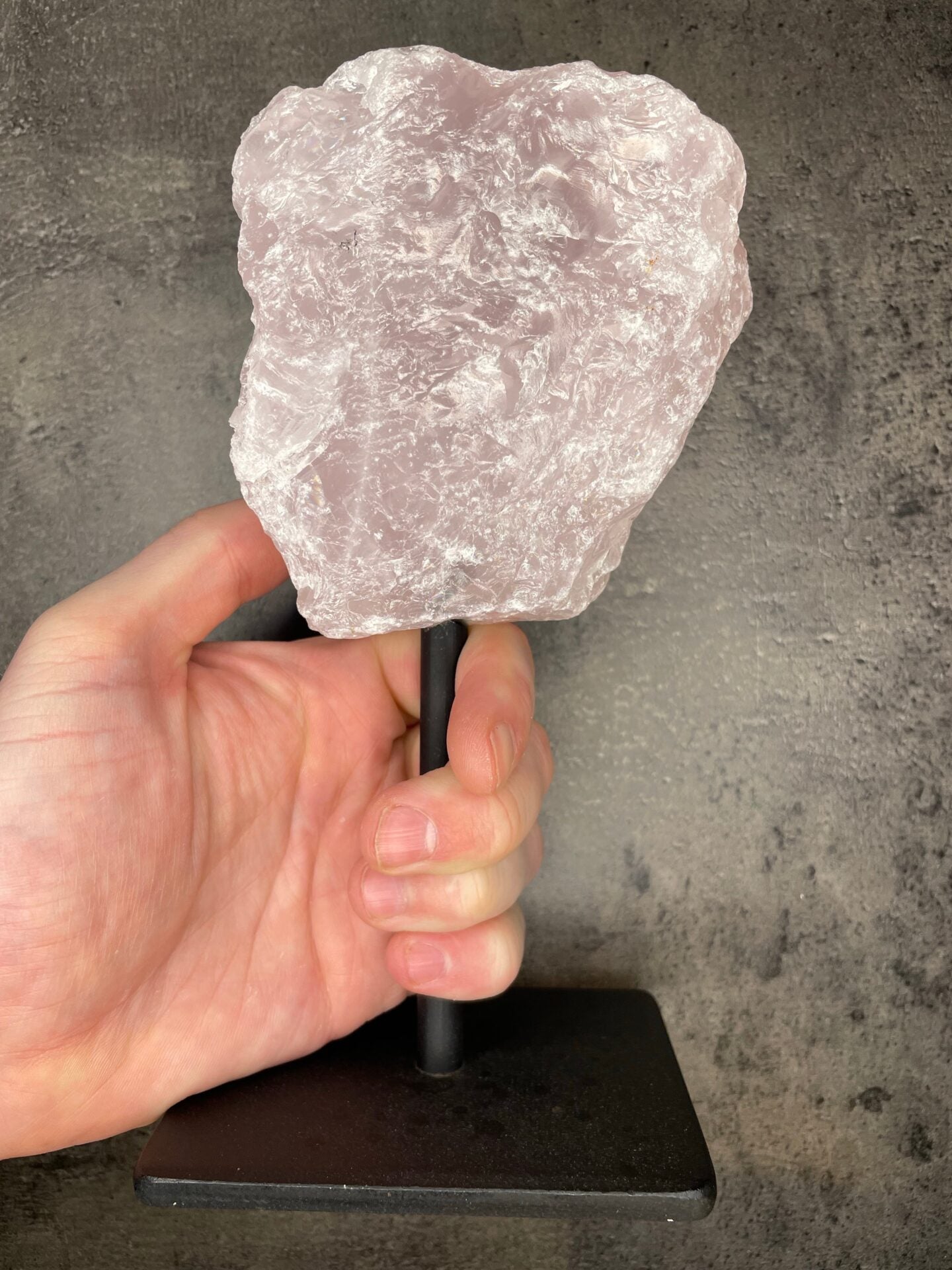 Rose quartz - XL rough chunk on stand