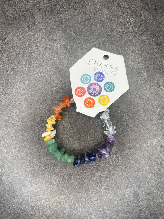 Chakra crystal chip bracelet