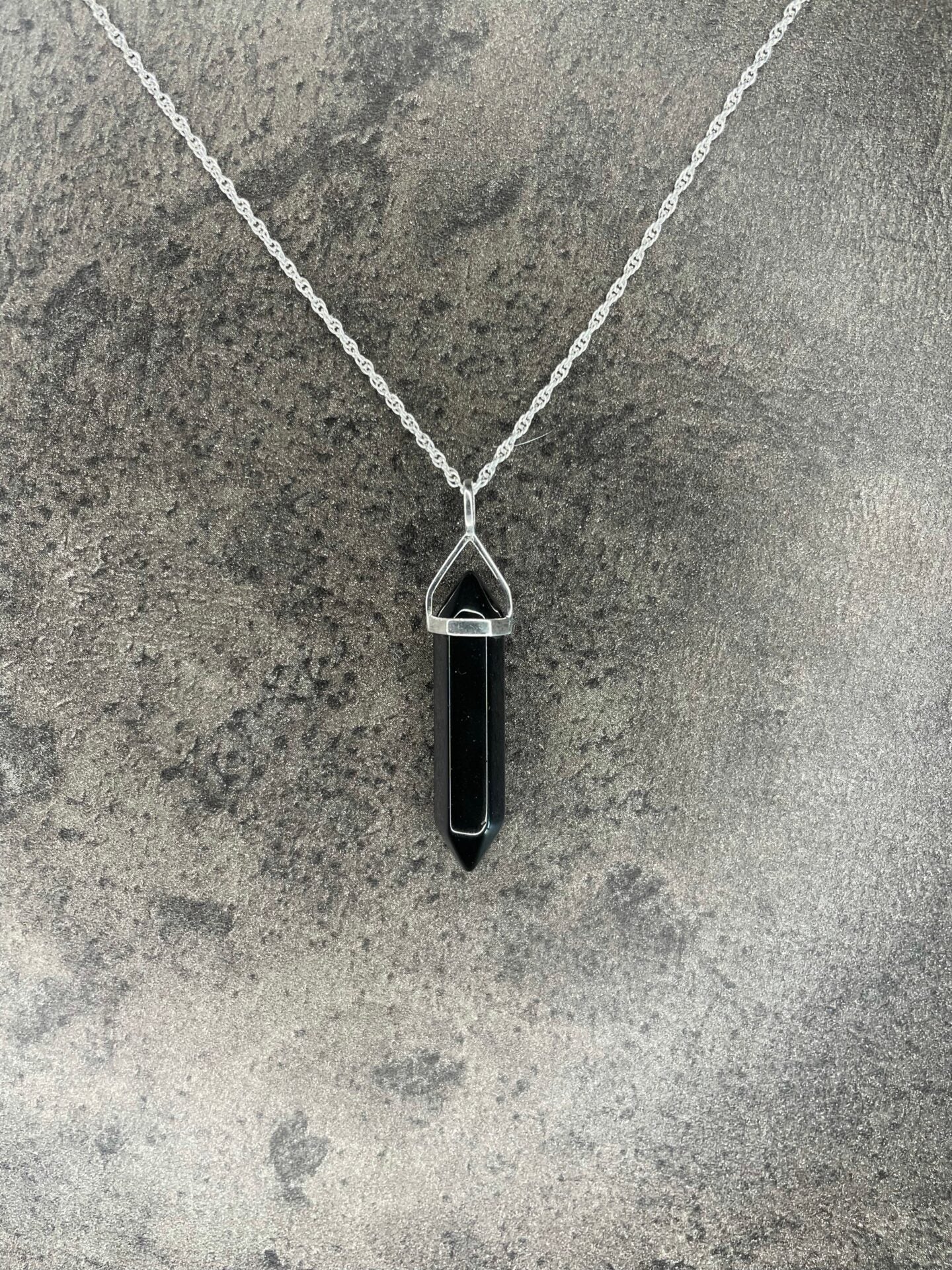 Protection pendant - Black obsidian (sterling silver)