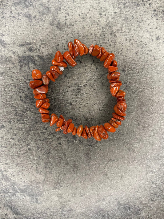 Red jasper - Crystal chip bracelet