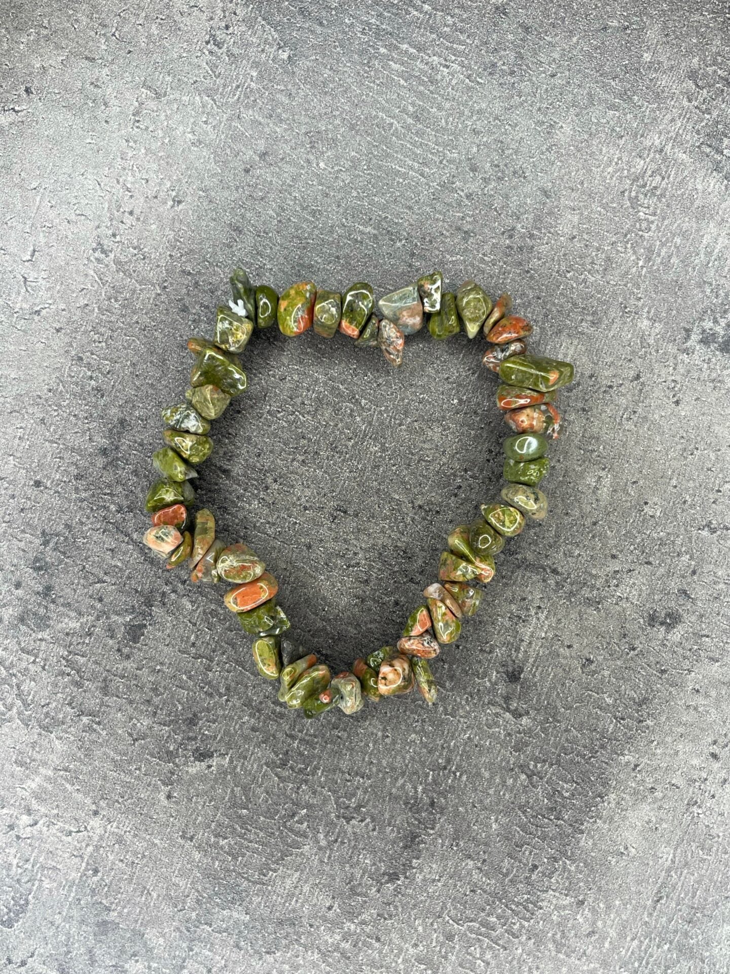 Unakite - Crystal chip bracelet