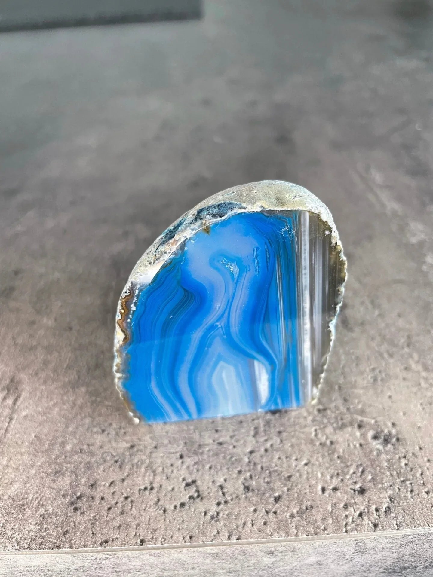 Blue Agate - Rough, polished slab