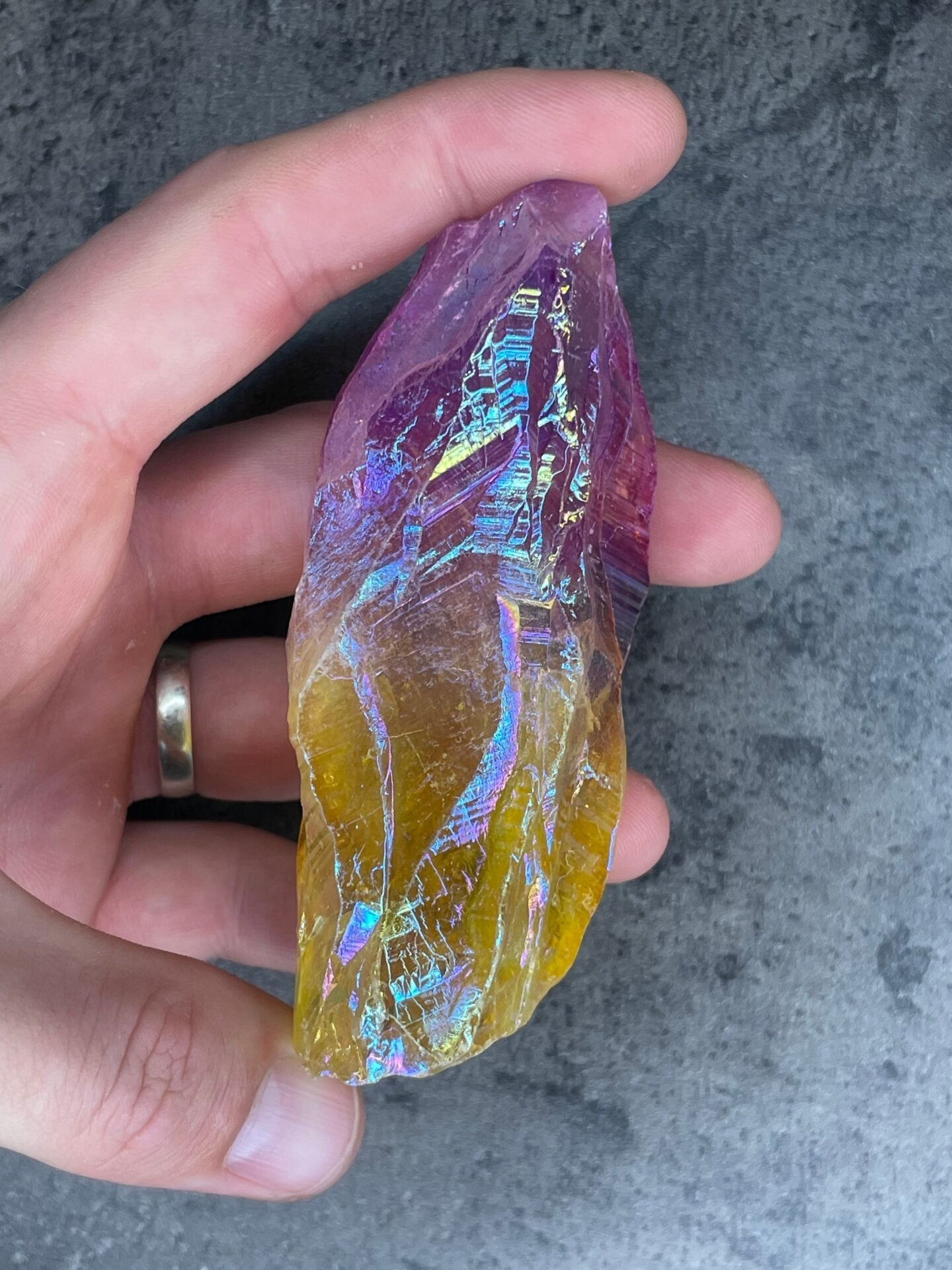 Yellow-Pink Aura Quartz - Rough Chunk