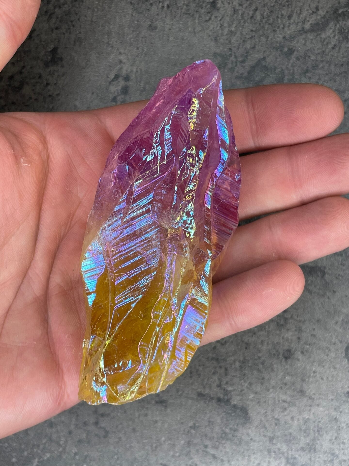 Yellow-Pink Aura Quartz - Rough Chunk
