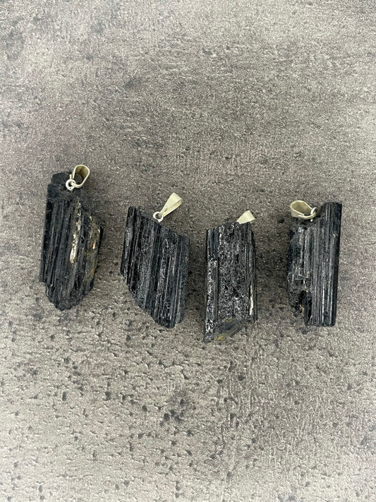 Black tourmaline - Rough necklace pendant