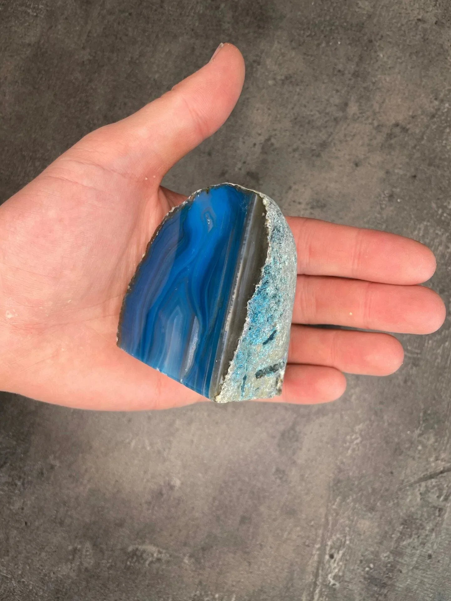 Blue Agate - Rough, polished slab
