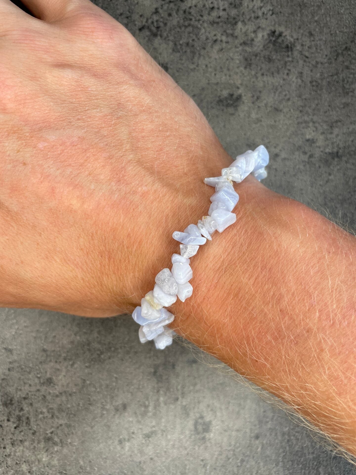 Blue lace agate - Crystal chip bracelet